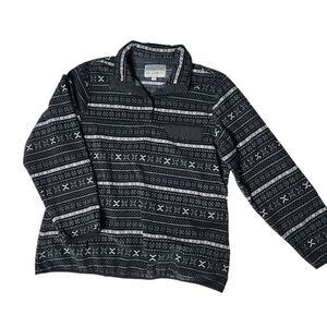 Jachs Cabin T Snap Fleece Mens XL Black and White Print Pullover